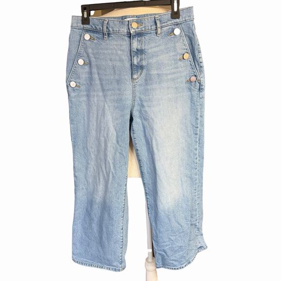 Ann Taylor Loft Jeans The Wide Leg Sz 6 Cropped High Rise Fishermancore Hippie - Picture 1 of 12